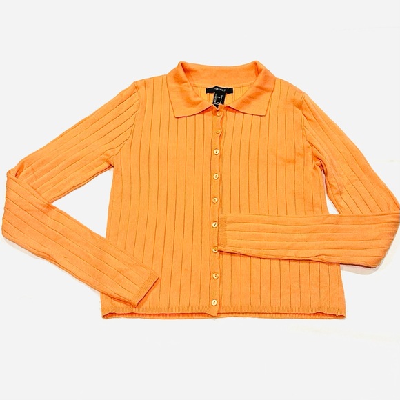 Forever 21 Peach Ribbed Cropped Cardigan - Picture 2 of 5